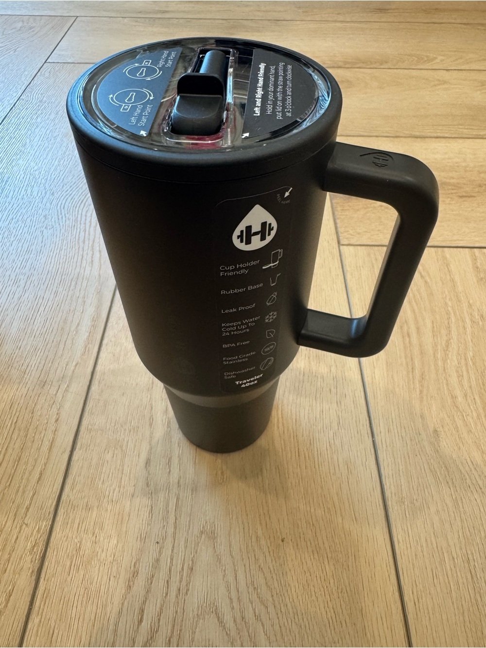 HydroJug Traveler 40oz - Black  & Removable Lid